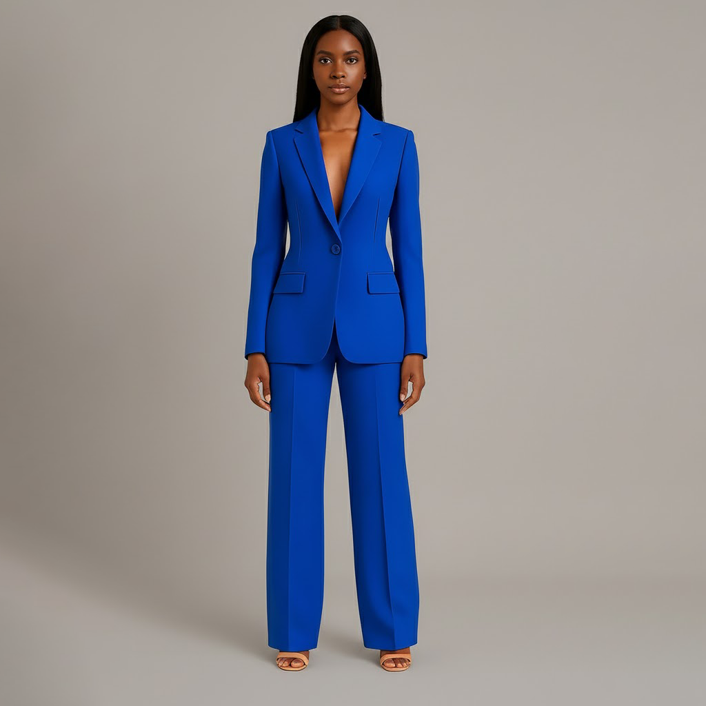 Elly | Damespak met lange getailleerde blazer en slanke broek
