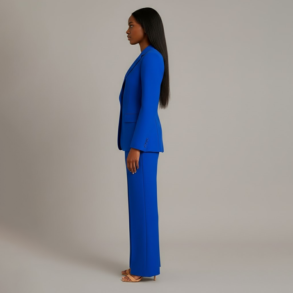 Elly | Damespak met lange getailleerde blazer en slanke broek