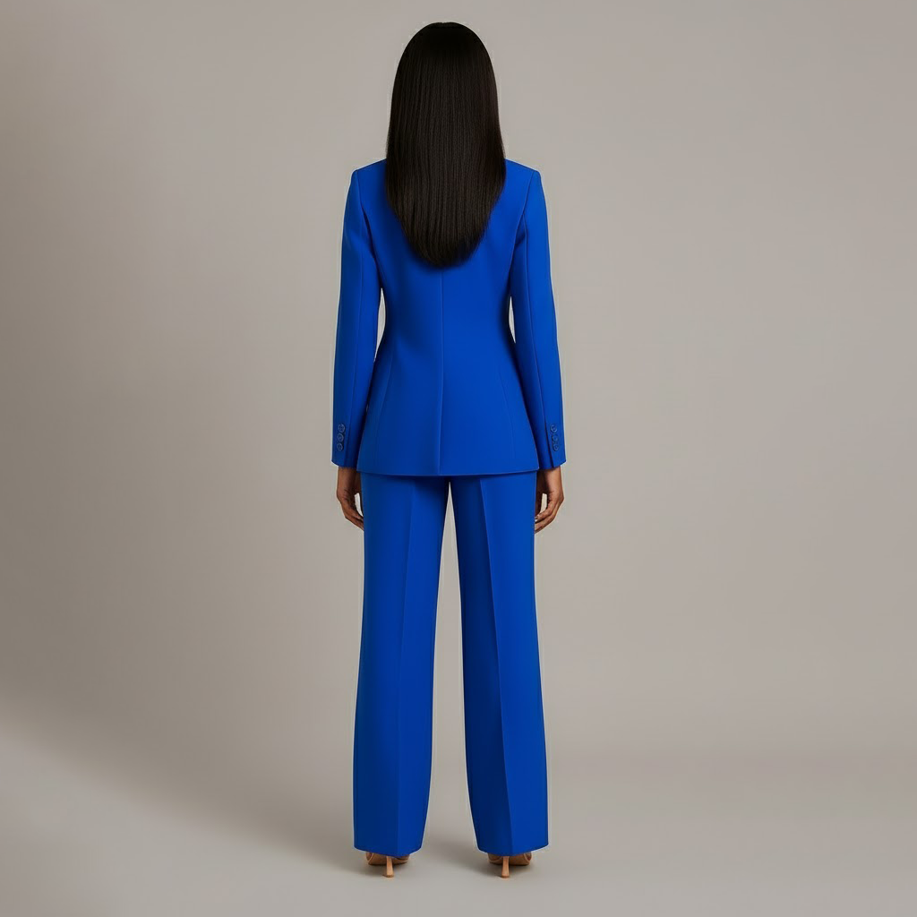 Elly | Damespak met lange getailleerde blazer en slanke broek
