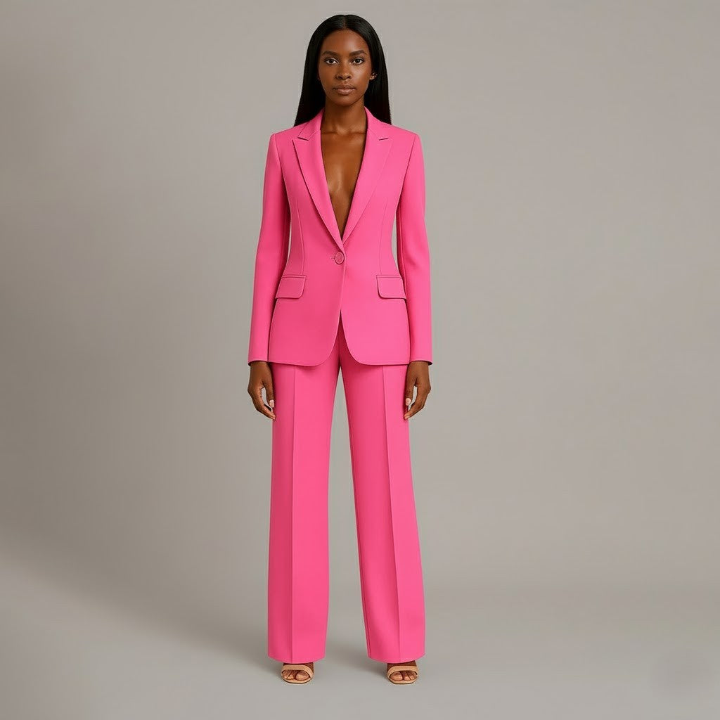 Elly | Damespak met lange getailleerde blazer en slanke broek