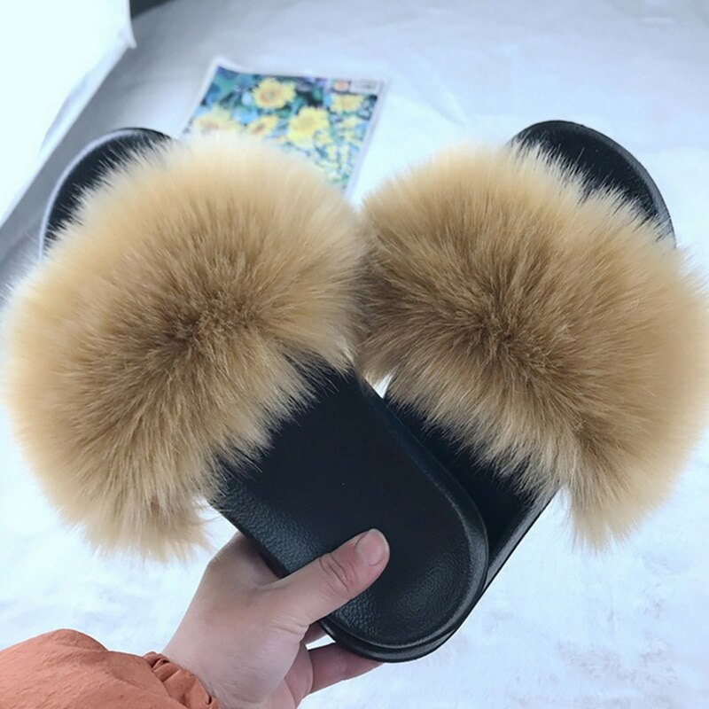 Harige pluizige slippers – materiaal: Rubber / PVC / Faux Fur — afbeelding 7