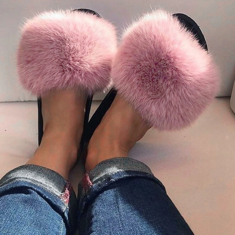 Harige pluizige slippers – materiaal: Rubber / PVC / Faux Fur — afbeelding 11