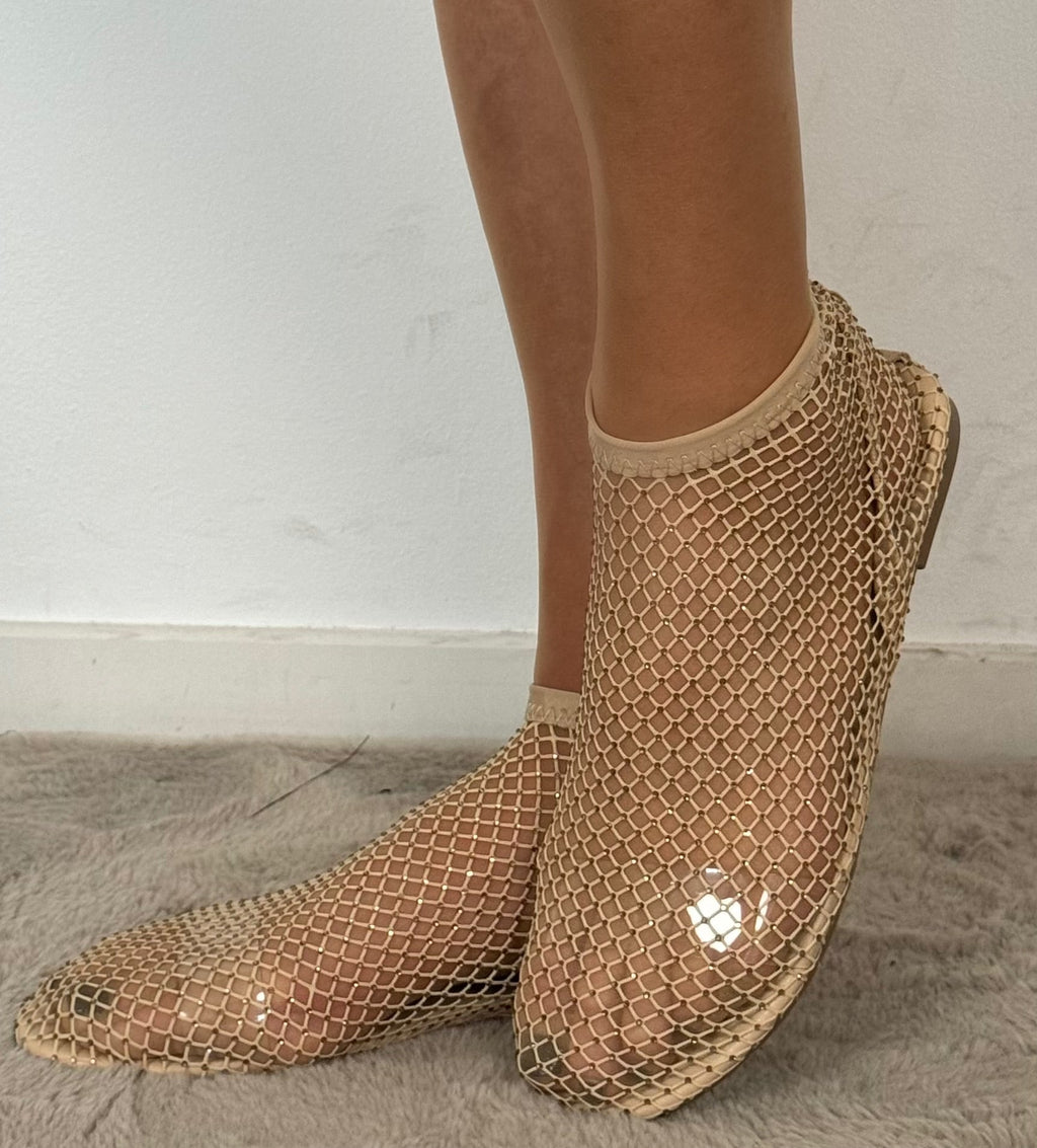 Glanzende ballerina's met antislip zool