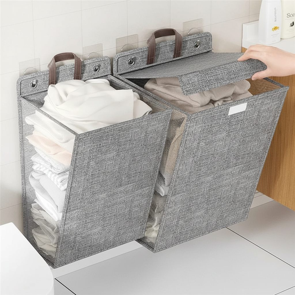 Opvouwbare wandhouder wasmand