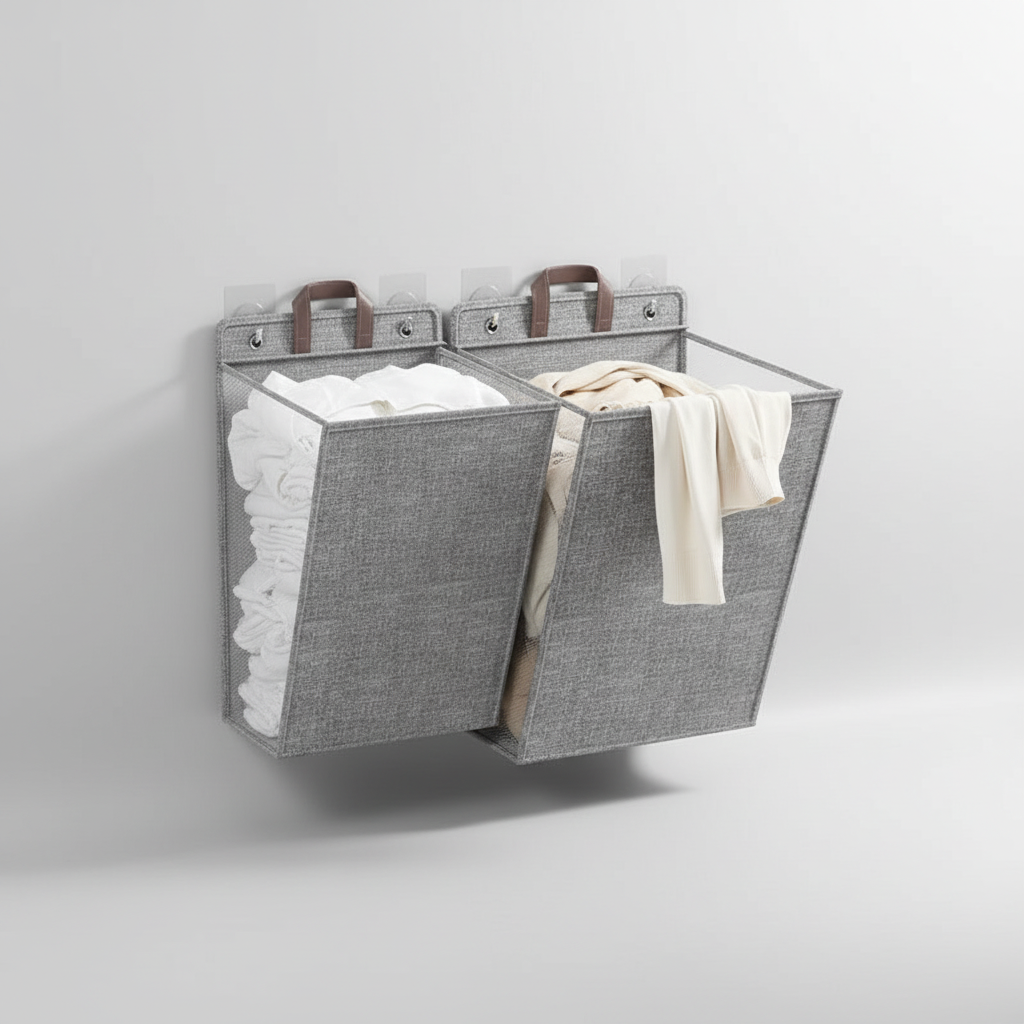 Opvouwbare wandhouder wasmand