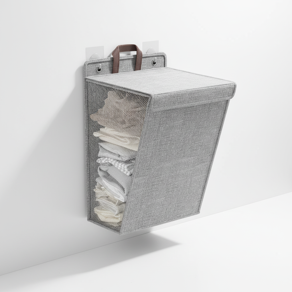 Opvouwbare wandhouder wasmand