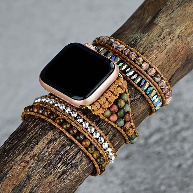Tijgeroog versterkende apple watch horlogeband