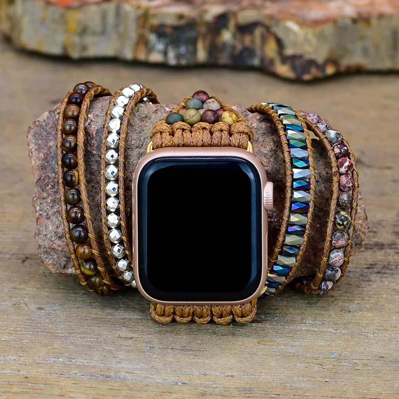 Tijgeroog versterkende apple watch horlogeband