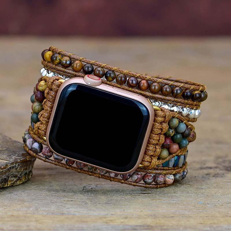 Tijgeroog versterkende apple watch horlogeband