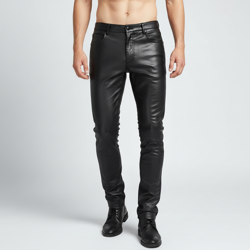 Faux leder herenbroek