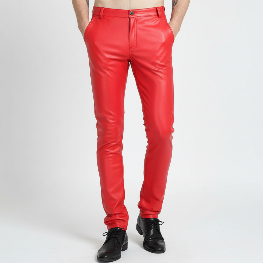 Faux leder herenbroek