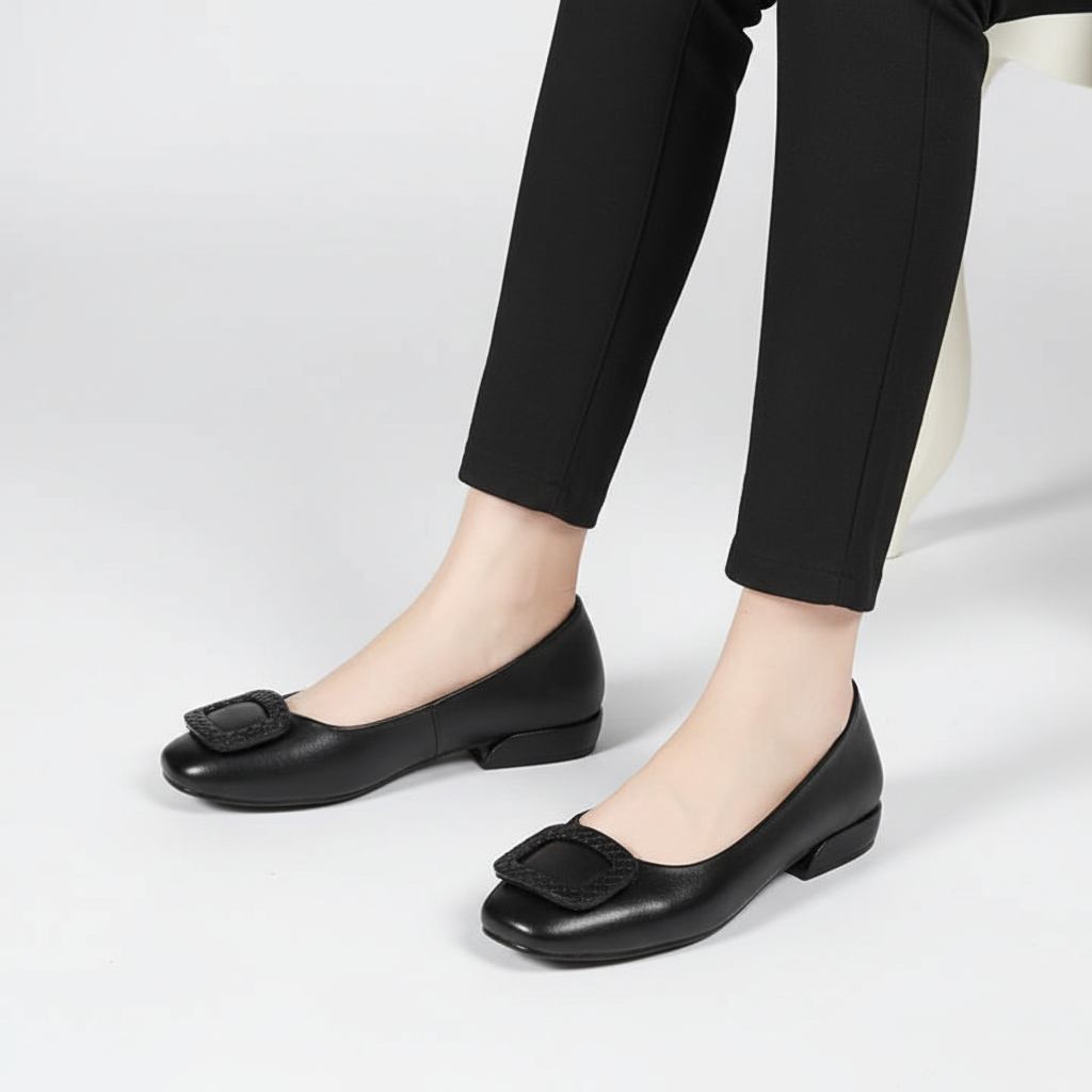 Platte comfortschoen met hak