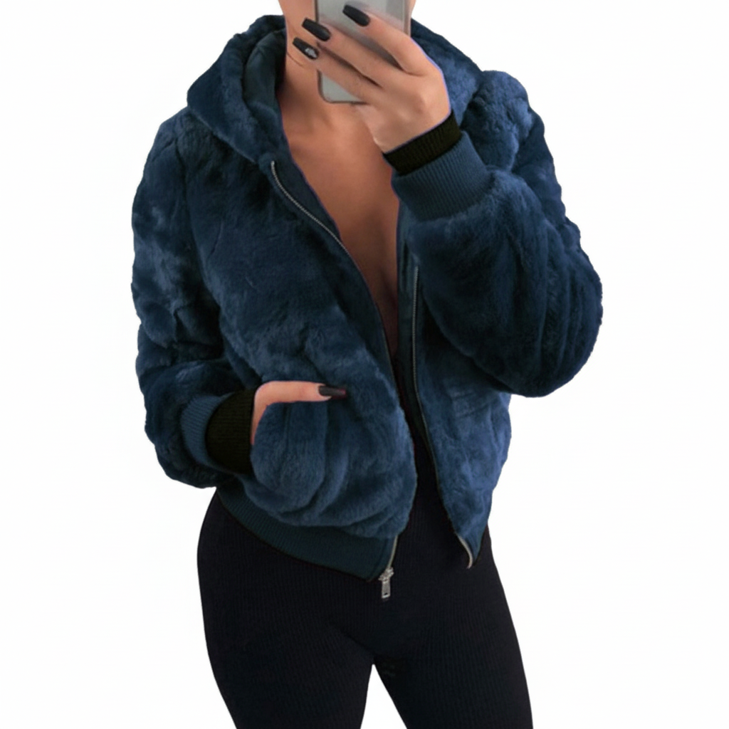 Fluffy vest met capuchon