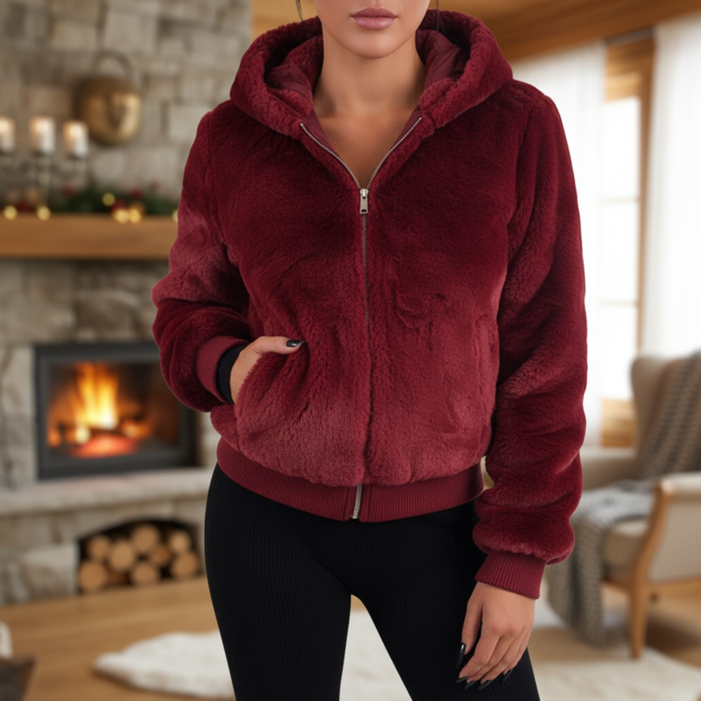 Fluffy vest met capuchon