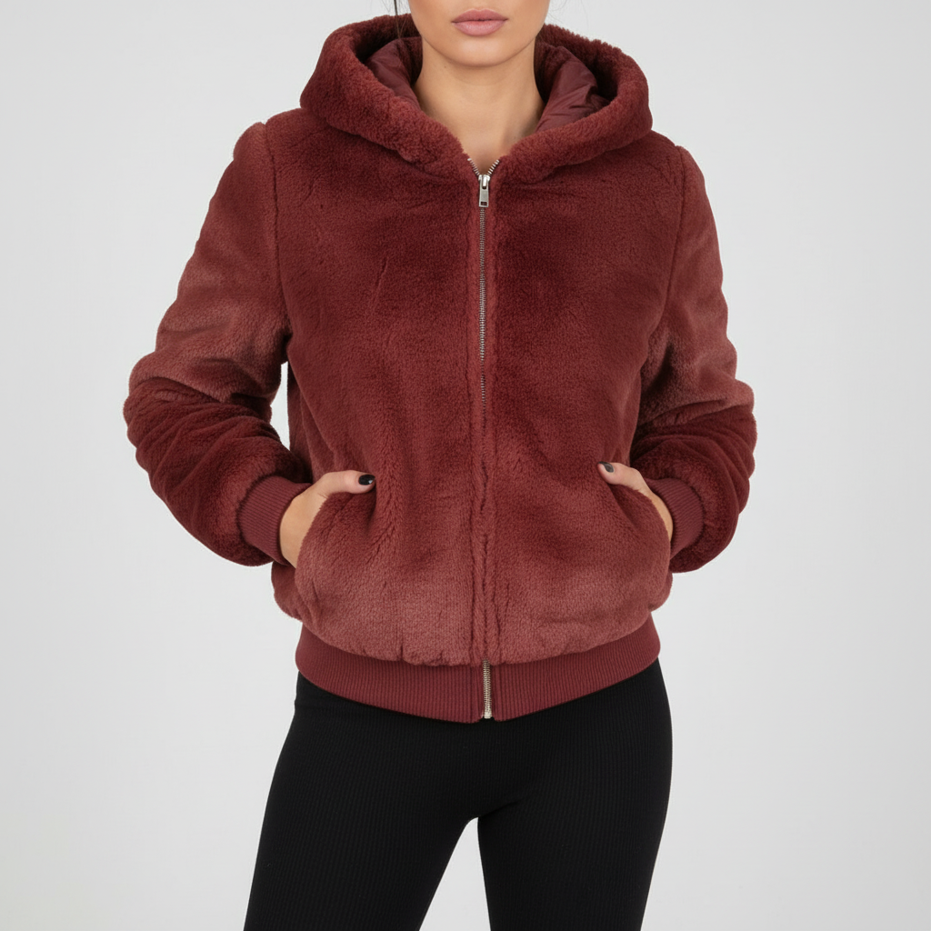 Fluffy vest met capuchon
