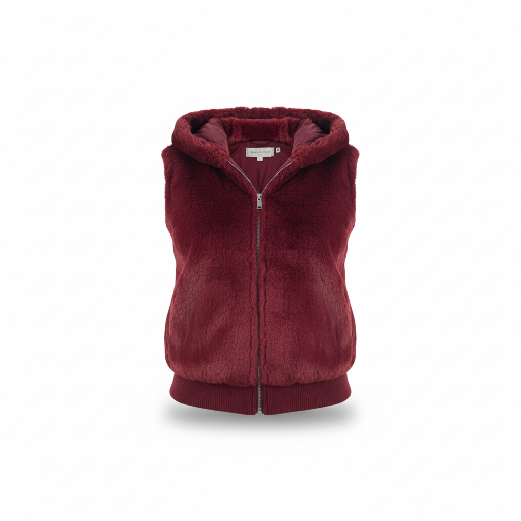Fluffy vest met capuchon