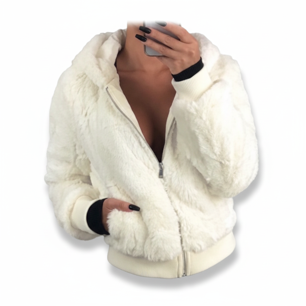 Fluffy vest met capuchon