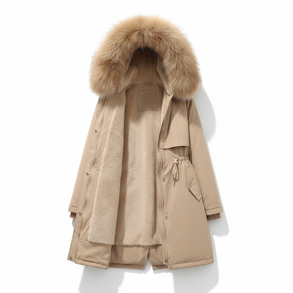 Fleece parka met kapuze