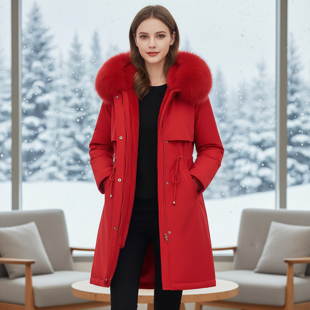 Fleece parka met kapuze