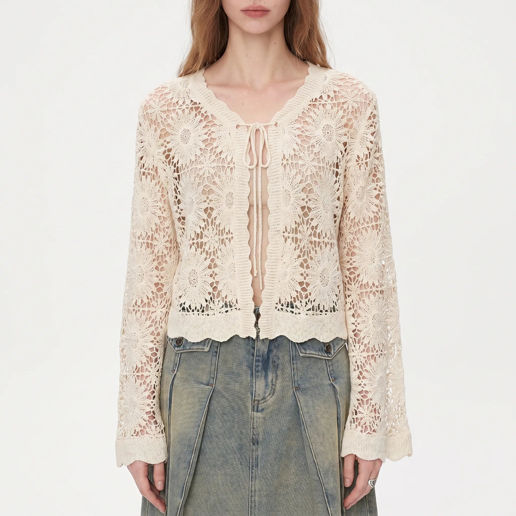 Gebreid vest met bloemen