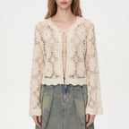 Gebreid vest met bloemen