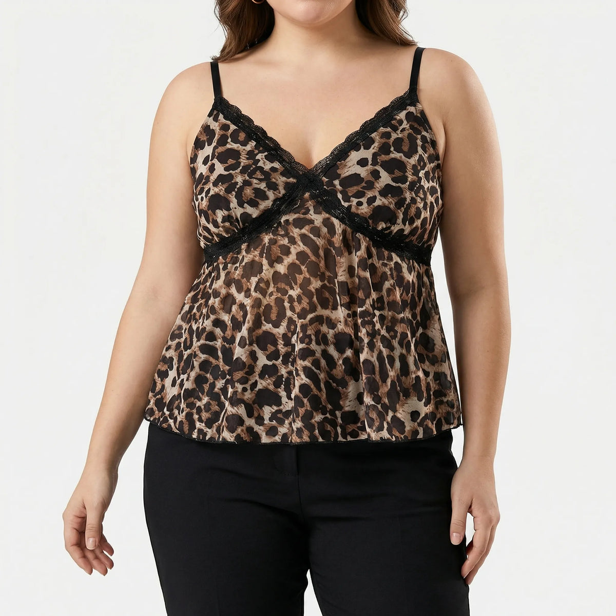 Luchtige cami-top met panterprint