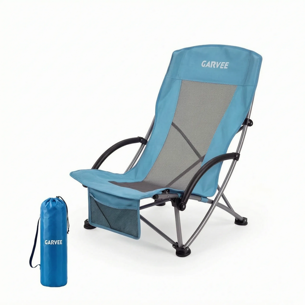 Opvouwbare strandstoel met hoge rugleuning