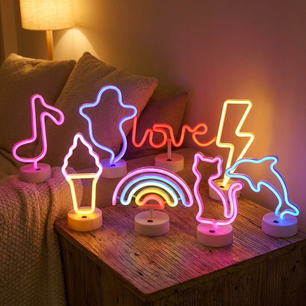 Vrijstaande neon-tafellamp