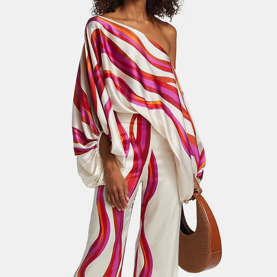 Tweedelige dames set met print & losse pasvorm