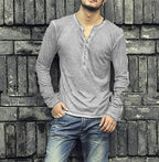 Casual herenhenley met lange mouwen