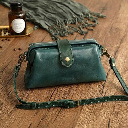 Leder retro crossbody handtas – materiaal: Italiaans gelooid leer — afbeelding 9