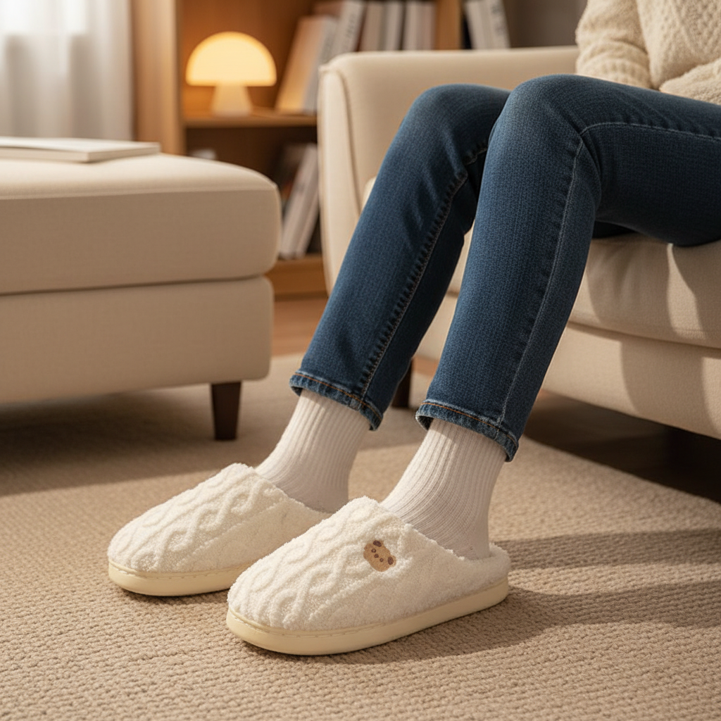 Gevoerde fluffy slippers