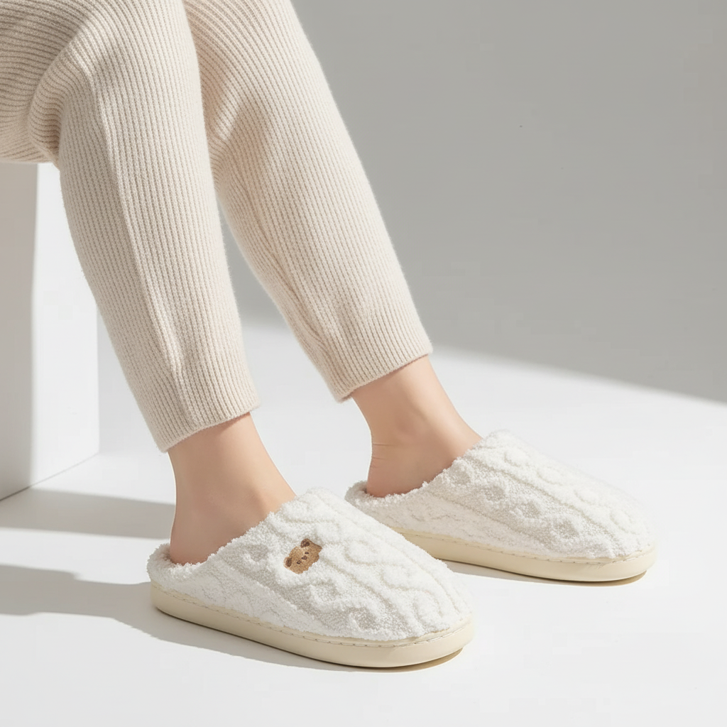 Gevoerde fluffy slippers