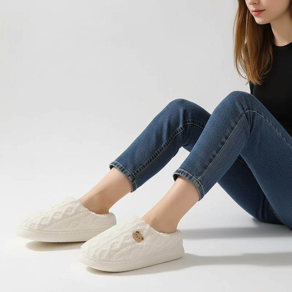 Gevoerde fluffy slippers