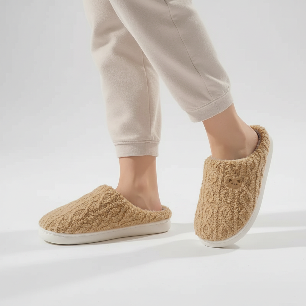 Gevoerde fluffy slippers
