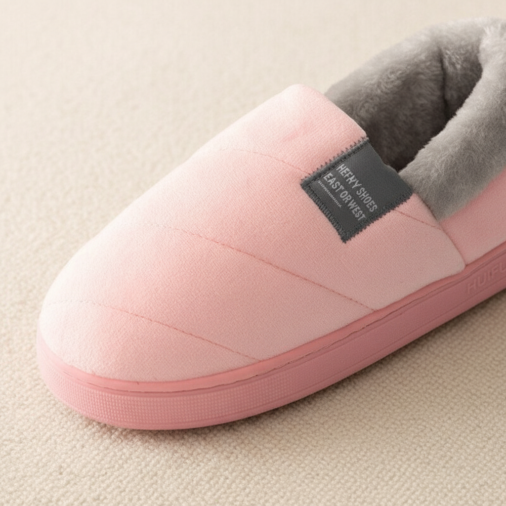 Gevoerde huisschoenen met pluche binnen