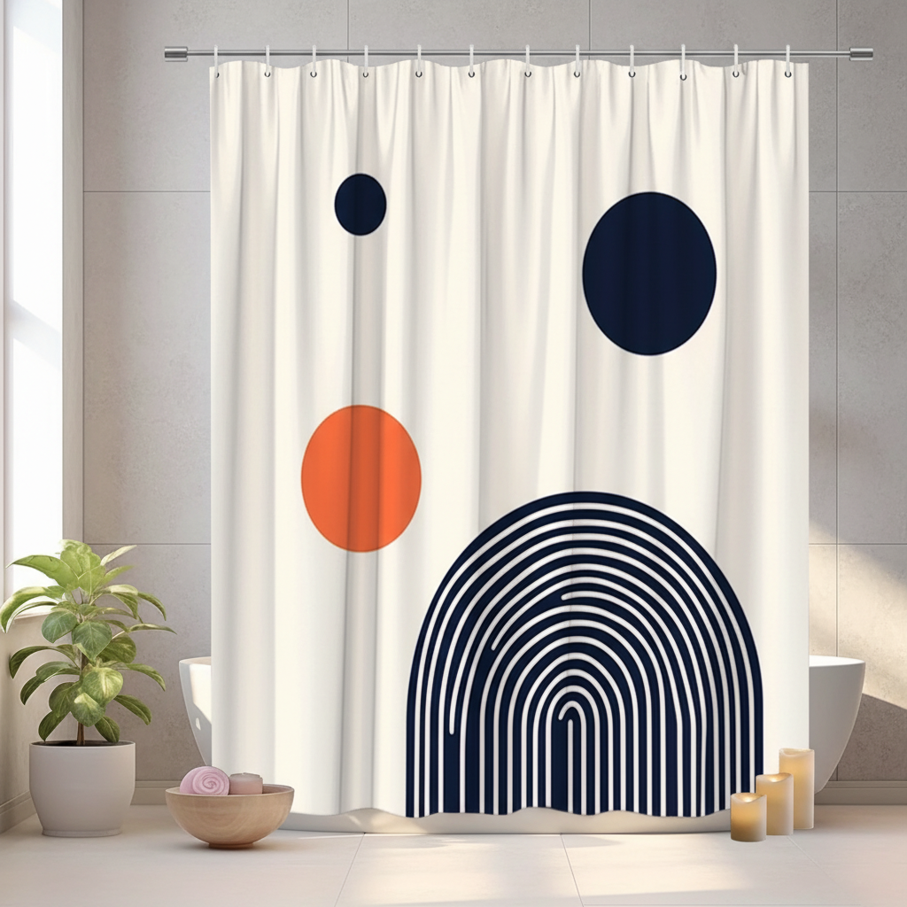 Geometrische polyester douchegordijn
