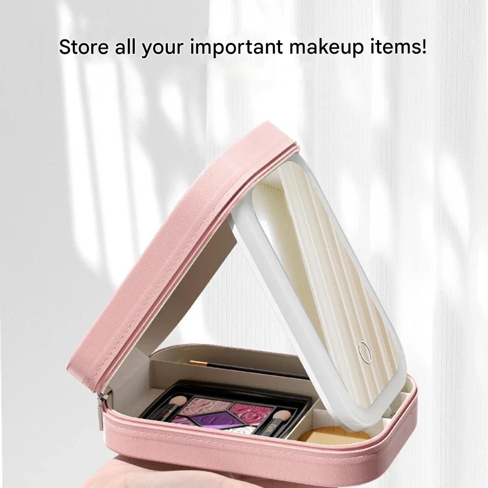 Compacte verlichte make-up organizer voor onderweg