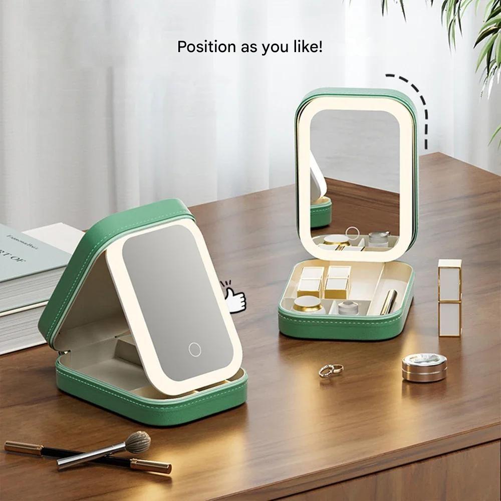 Compacte verlichte make-up organizer voor onderweg
