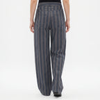 Gestreepte wide leg jeans
