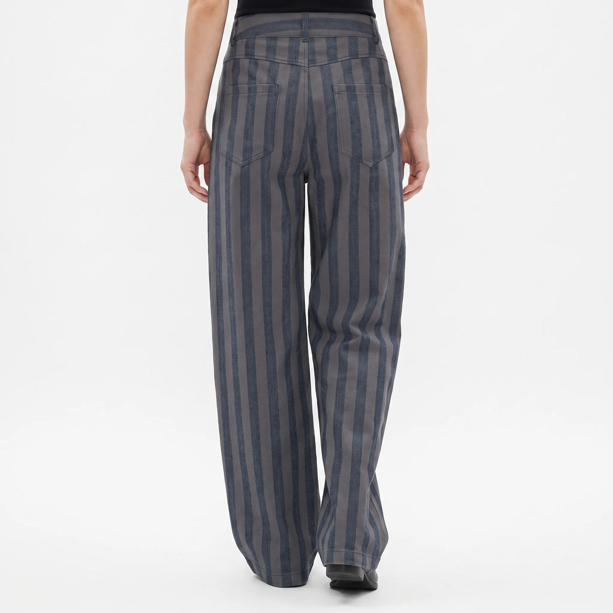 Gestreepte wide leg jeans