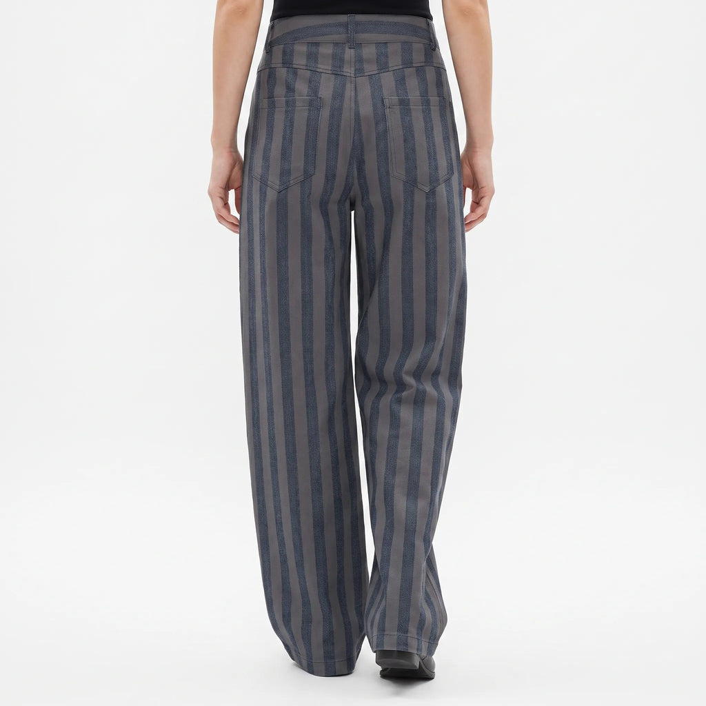 Gestreepte wide leg jeans