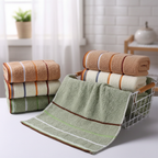 Gestreepte frottee handdoek set