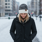 Gebreide wintermuts met omslagdoek