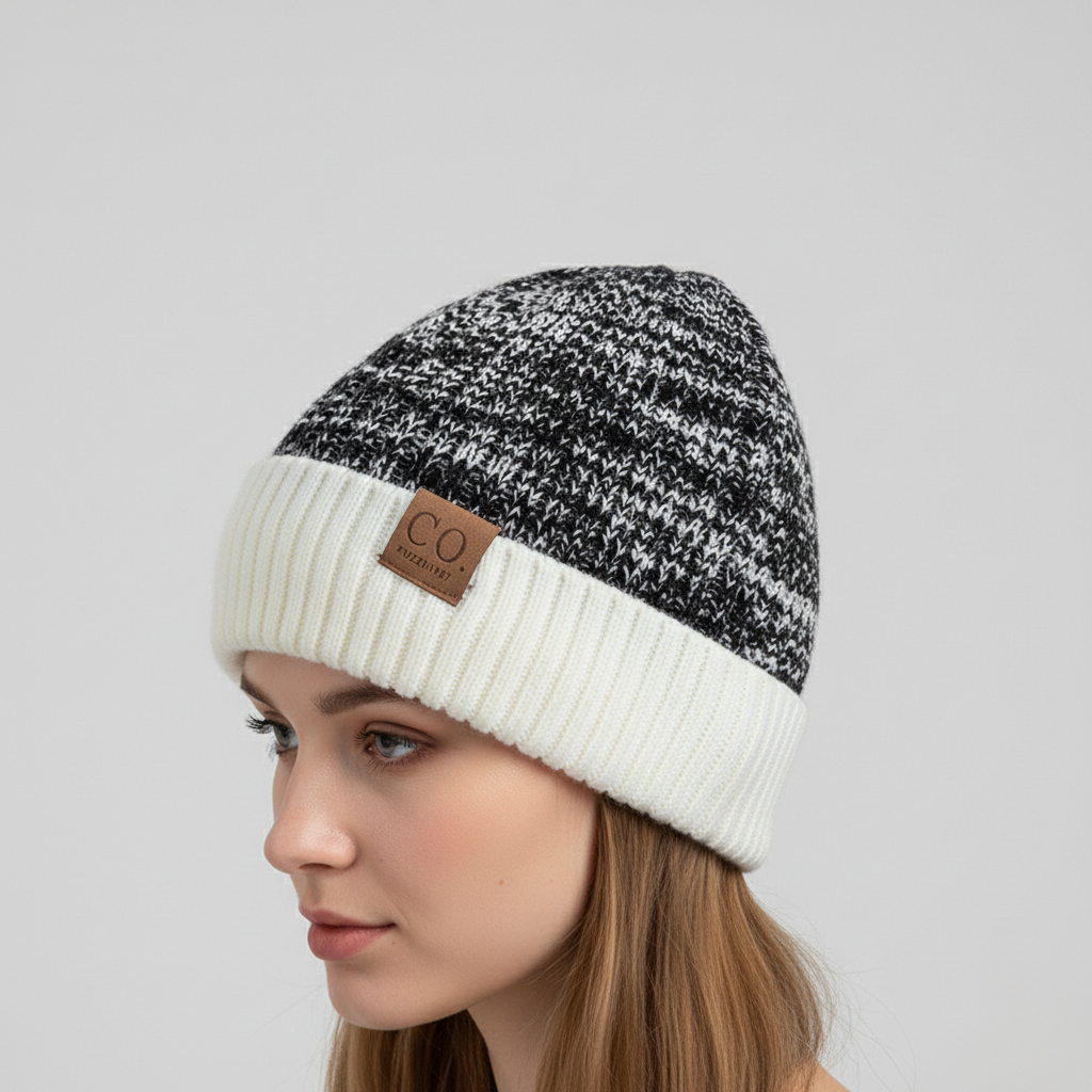 Gebreide wintermuts met omslagdoek
