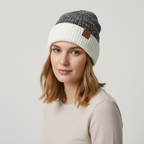 Gebreide wintermuts met omslagdoek