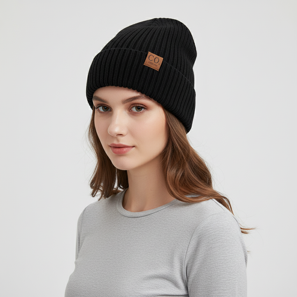 Gebreide wintermuts met omslagdoek