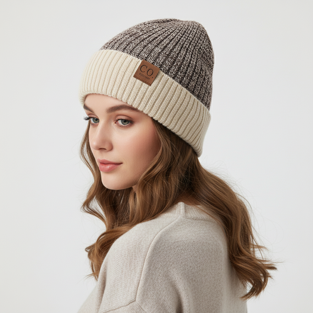 Gebreide wintermuts met omslagdoek