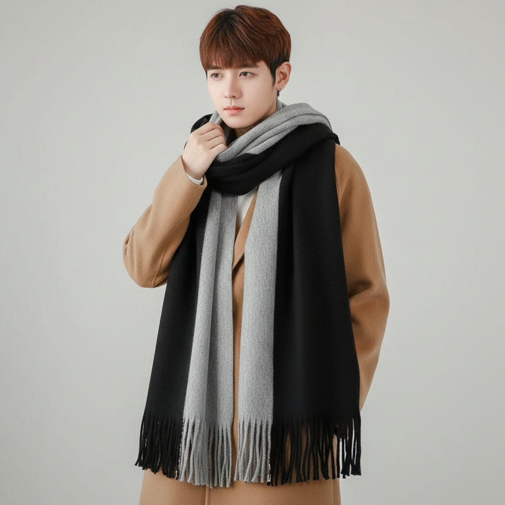 Gebreide sjaal met franzenrand