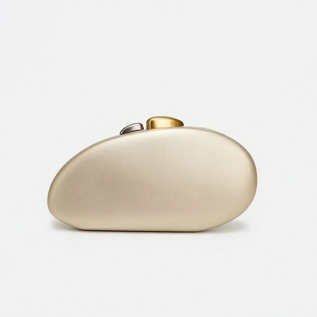 Gestructureerde schelpvormige clutch avondtas